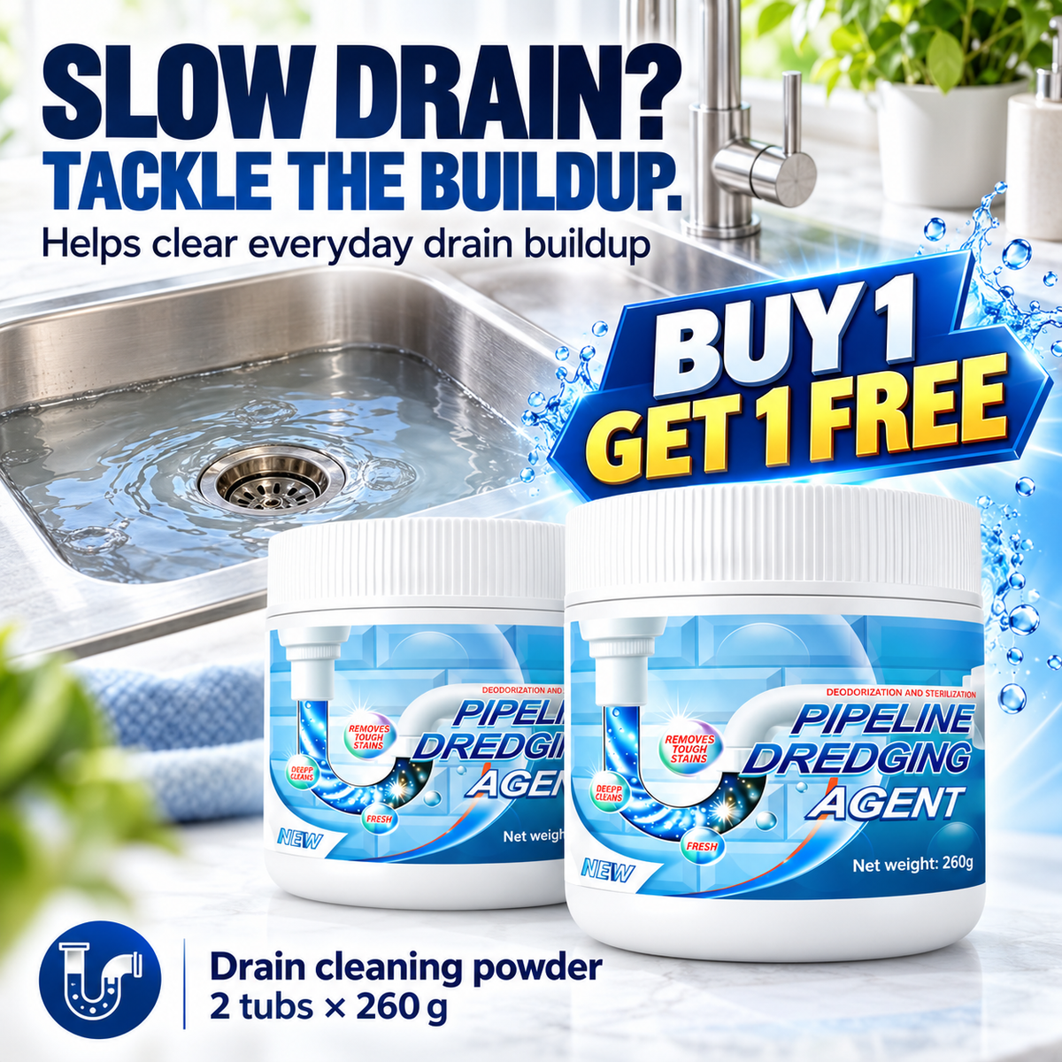 Slow draining sink with standing water - clog problem