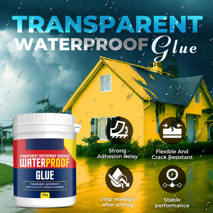 Waterproof glue features - transparent, flexible, heat and rain resistant