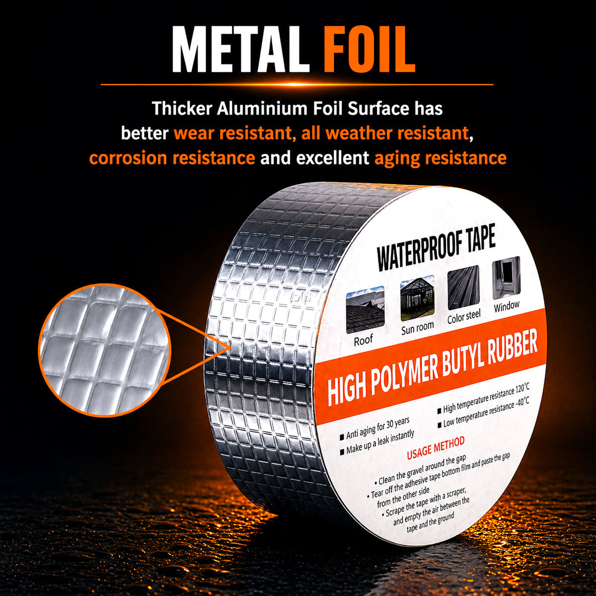 Oraa Mart™ - LeakGuard Waterproof Aluminium Butyl Tape for Leakage & Repair 🌧️💦🚫