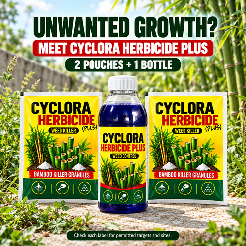 Cyclora Herbicide Plus combo - 2 granule pouches + 1 bottle for bamboo and weeds