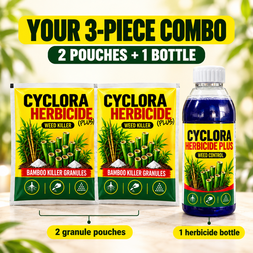 3-piece combo - 2 bamboo killer granule pouches and 1 herbicide bottle (200 ml)